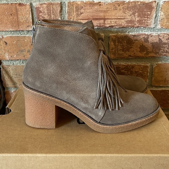 NIB UGG Corin Tassel Suede Block Heel Booties - Picture 3 of 8